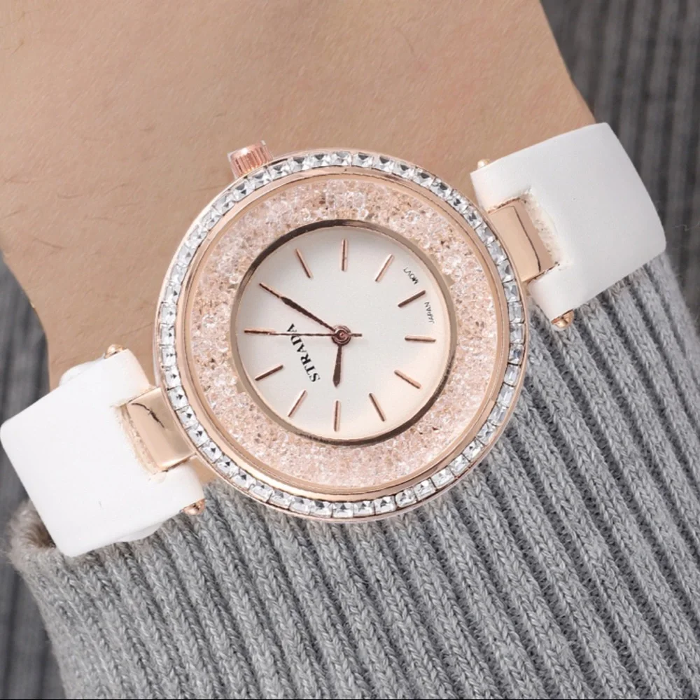 White Watch with White Austrian Crystals